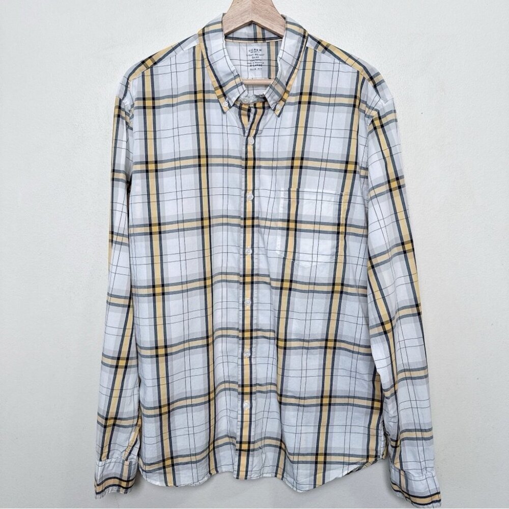 J.crew Mens XL Plaid Light Weight Slim Fit Shirt